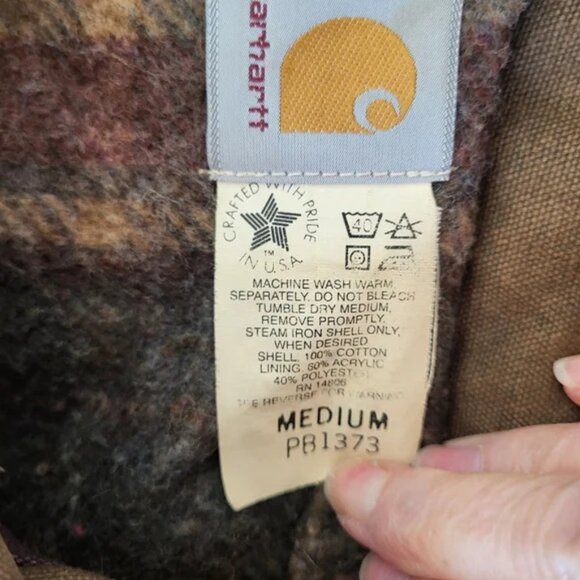 Vintage 90s Carhartt Mocha Brown Blanket-Lined Washed Duck Parka | Men’s M - Picture 15 of 16